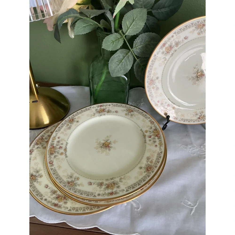 Noritake Salisbury Dessert Plates, Set of 4, Vintage Floral China